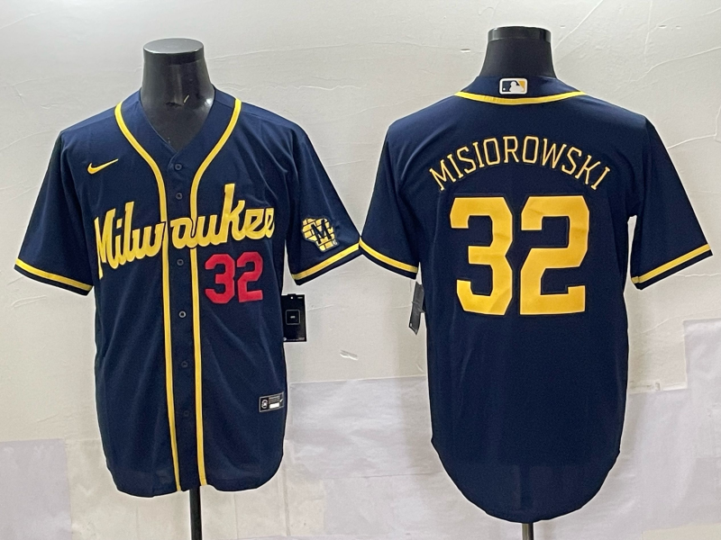 Men 2025 Milwaukee Brewers #32 Misiorowski blue Nike MLB Jersey style 08->seattle seahawks->NFL Jersey